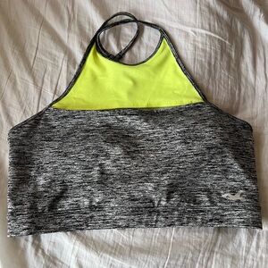 Gray and Yellow Women's Sports Bra